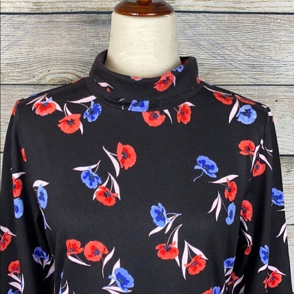 NWT Ann Taylor Long Sleeve  Mock Neck Floral Top Sweater Cotton Blend L petite - Picture 4 of 8